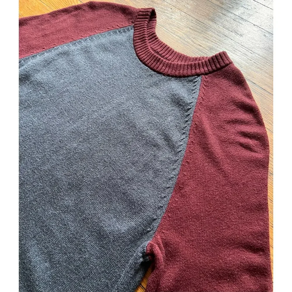 BANANA REPUBLIC Maroon/Grey Knit Pullover Sweater sz L